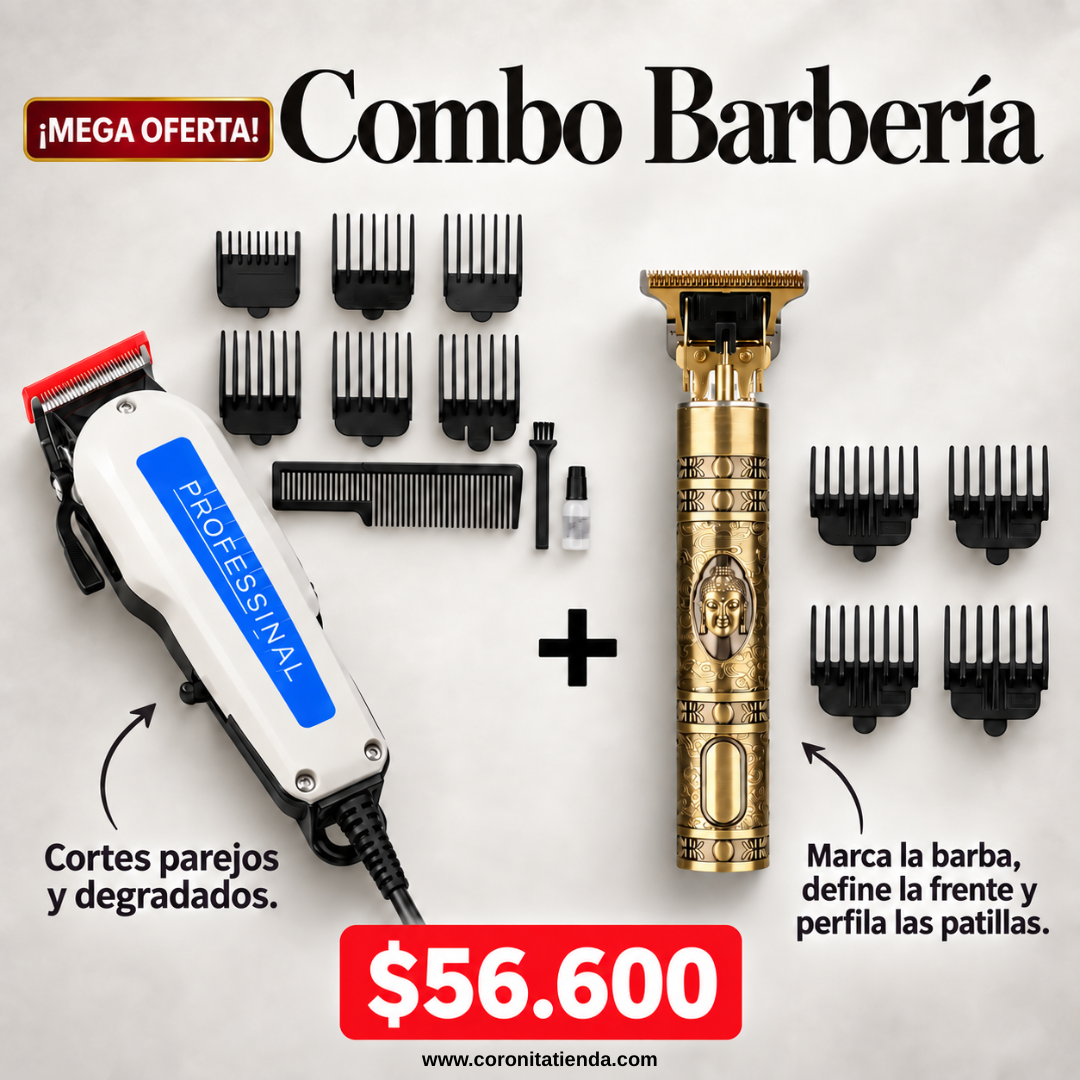 COMBO 2X1 MAQUINA PELUQUERA + PATILLERA BUDA
