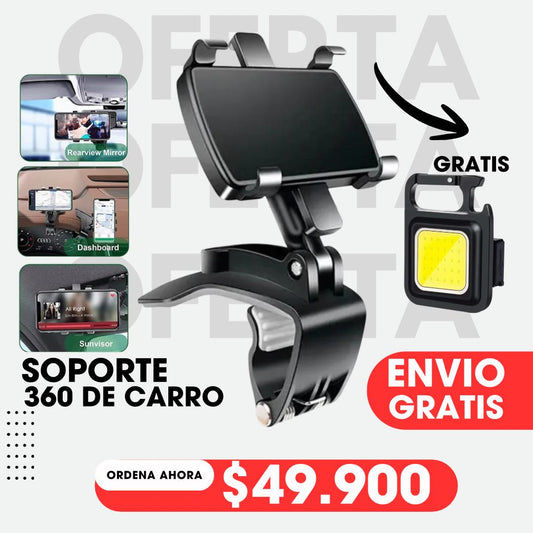 SOPORTE PARA CARRO 360 + LINTERNA GRATIS